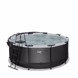 EXIT Piscine couverte Black Leather ø360x122cm avec pompe filtrante à sable et à chaleur - noir
