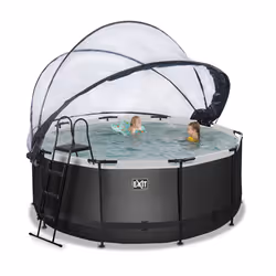 EXIT Piscine couverte Black Leather ø360x122cm avec pompe filtrante à sable et à chaleur - noir - Vue supplémentaire 6