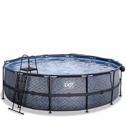 EXIT Piscine couverte Stone ø488x122cm avec pompe filtrante à sable - grise