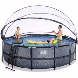EXIT Piscine couverte Stone ø488x122cm avec pompe filtrante à sable - grise - Vue supplémentaire 6
