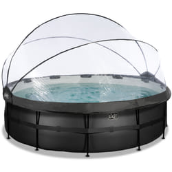 EXIT Piscine couverte Black Leather ø488x122cm avec pompe filtrante à sable - noir