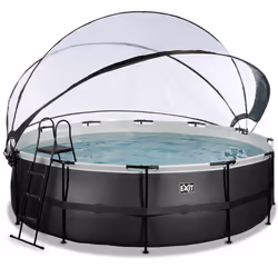 EXIT Piscine couverte Black Leather ø488x122cm avec pompe filtrante à sable - noir