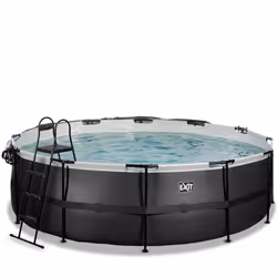 EXIT Piscine couverte Black Leather ø488x122cm avec pompe filtrante à sable - noir