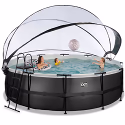 EXIT Piscine couverte Black Leather ø488x122cm avec pompe filtrante à sable - noir - Vue supplémentaire 6