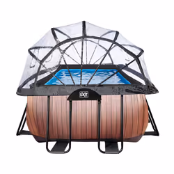 EXIT Piscine couverte Wood 400x200x122cm avec pompe filtrante à sable - marron - Vue supplémentaire 4