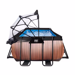 EXIT Piscine couverte Wood 400x200x122cm avec pompe filtrante à sable - marron - Vue supplémentaire 5
