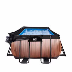 EXIT Piscine couverte Wood 400x200x122cm avec pompe filtrante à sable - marron - Vue supplémentaire 6