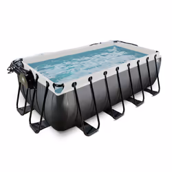 EXIT Piscine couverte Black Leather 400x200x122cm avec pompe filtrante à sable - noir