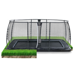 EXIT Dynamic trampoline enterré au niveau du sol 305x519cm avec filet de sécurité - noir
