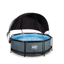 EXIT Piscine Stone ø244x76cm avec voile d'ombrage et pompe filtrante - grise