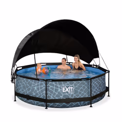 EXIT Piscine Stone ø300x76cm avec voile d'ombrage et pompe filtrante - grise - Vue supplémentaire 6