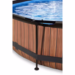 EXIT Piscine Wood ø300x76cm avec voile d'ombrage et pompe filtrante - marron - Vue supplémentaire 4