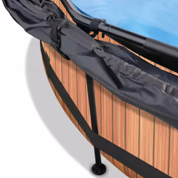 EXIT Piscine Wood ø300x76cm avec voile d'ombrage et pompe filtrante - marron - Vue supplémentaire 5