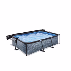 EXIT Piscine Stone 220x150x65cm avec voile d'ombrage et pompe filtrante - grise - Vue supplémentaire 2