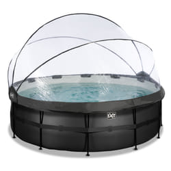EXIT Piscine couverte Black Leather ø427x122cm avec pompe filtrante à sable et à chaleur - noir