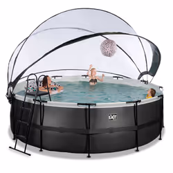 EXIT Piscine couverte Black Leather ø427x122cm avec pompe filtrante à sable et à chaleur - noir - Vue supplémentaire 6
