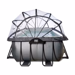 EXIT Piscine couverte Black Leather 400x200x122cm avec pompe filtrante à sable et à chaleur - noir - Vue supplémentaire 4