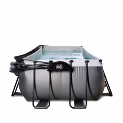 EXIT Piscine couverte Black Leather 400x200x122cm avec pompe filtrante à sable et à chaleur - noir - Vue supplémentaire 6