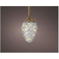 Kaemingk - MicroLED Décoratif Ananas - 15 LEDs Blanc Chaud Fixe - Ø15x21cm - Détail Naturel en Jute