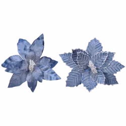 Fleur De Pâques En Polyester Bleu Effet Glacé Ø34x6cm 2 Modèles Assortis