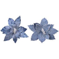 Fleur De Pâques En Polyester Bleu Effet Glacé ø34x6cm 2 Modèles Assortis