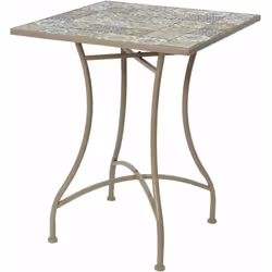 Table en métal/mosaïque couleur : brun 58x58x72cm (diamètre/hauteur) modèle bistro. en fer et mosaïque de pierre. pour usage  ...