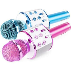 Micros karaoké Bluetooth MAX KM01 - 2 micros avec haut-parleur intégré - Rose et Bleu