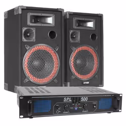 Enceintes passives - SKYTEC - XEN 3508 - Noir - Amplificateur SPL500 2x250W - Coffrage en bois