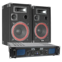 Enceintes passives - SKYTEC - XEN 3508 - Noir - Amplificateur SPL500 2x250W - Coffrage en bois