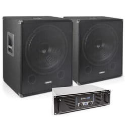 Kit Sono DJ - VONYX - 2000W - Amplificateur 2000W - 2 Caissons de basses 18 - Câbles Speakon 10m