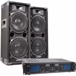 Enceintes SKYTEC MAX28 - Noir - Sans fil - Filaire - Set DJ complet
