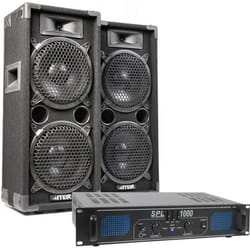 Enceintes SKYTEC MAX28 - Noir - Sans fil - Filaire - Set DJ complet
