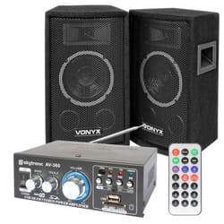 Enceintes SL6 - Skytronic - Amplificateur AV-360 - 2x40 Watts - Lecteur MP3 - Radio FM