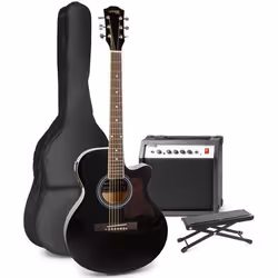 MAX Pack guitare électro-acoustique avec accessoires - Noir idéal pour débuter la guitare