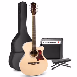 Ensemble de guitare électrique acoustique avec banc - MAX - Set complet pour débutants - Bois