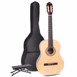 Guitare acoustique classique MAX SoloArt avec repose-pied - Bois