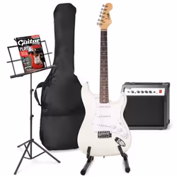 Guitare électrique MAX GigKit - Blanc - Stratocaster - Set complet avec amplificateur et accessoires