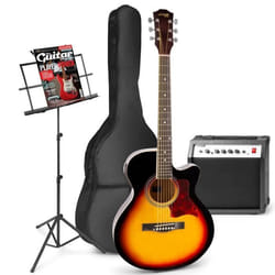 MAX ShowKit guitare électro-acoustique avec accessoires - Sunburst idéal pour débuter la guitare