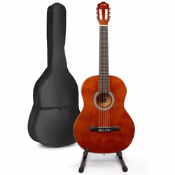 MAX SoloArt guitare acoustique classique avec support de guitare - Marron idéal pour débuter la guitare