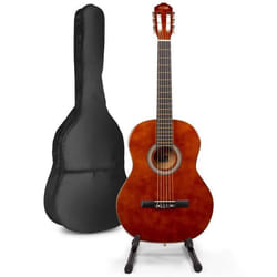 MAX SoloArt guitare acoustique classique avec support de guitare - Marron idéal pour débuter la guitare