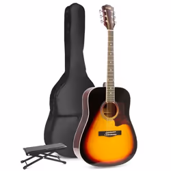 MAX SoloJam Western kit de démarrage pour guitare acoustique avec repose-pied - Sunburst - MAX