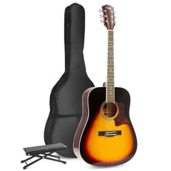 MAX SoloJam Western kit de démarrage pour guitare acoustique avec repose-pied - Sunburst - MAX
