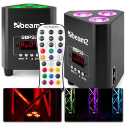 Projecteur LED PAR DMX haut de gamme - BEAMZ BBP93 - 3 LEDs RGBW - Autonomie 7h
