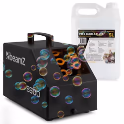 BeamZ B300 Pack Machine à Bulles Enfant/Mariage/Anniversaire avec 5L de Liquide - Double Roue Facile à Transporter