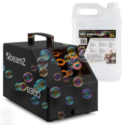 BeamZ B300 Pack Machine à Bulles Enfant/Mariage/Anniversaire avec 5L de Liquide - Double Roue Facile à Transporter