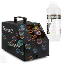 BeamZ B300 Pack Machine à Bulles Enfant/Mariage/Anniversaire avec 1L de Liquide - Double Roue Facile à Transporter