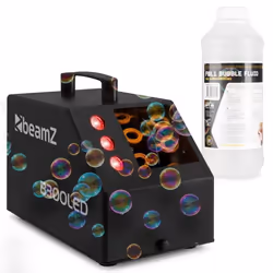 BeamZ B300LED Pack Machine à Bulles Enfant/Mariage/Soirée avec 1L de Liquide - LEDs RGB Double Roue