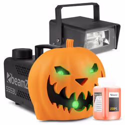 Pack Soirée Halloween - Machine à Fumée Citrouille LED Rires Diaboliques et Strobe - Prêt à l’emploi