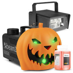 Pack Soirée Halloween - Machine à Fumée Citrouille LED Rires Diaboliques et Strobe - Prêt à l’emploi