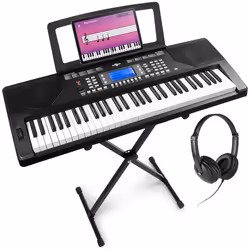 Max Rhapsody61P - Clavier Électronique 61 Touches Semi Lourdes avec Casque Audio et Stand Inclus Haut-Parleurs Stéréo -